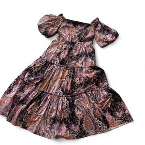 Beulah Black Paisley Floral‎ Boho Tiered Maxi Dress